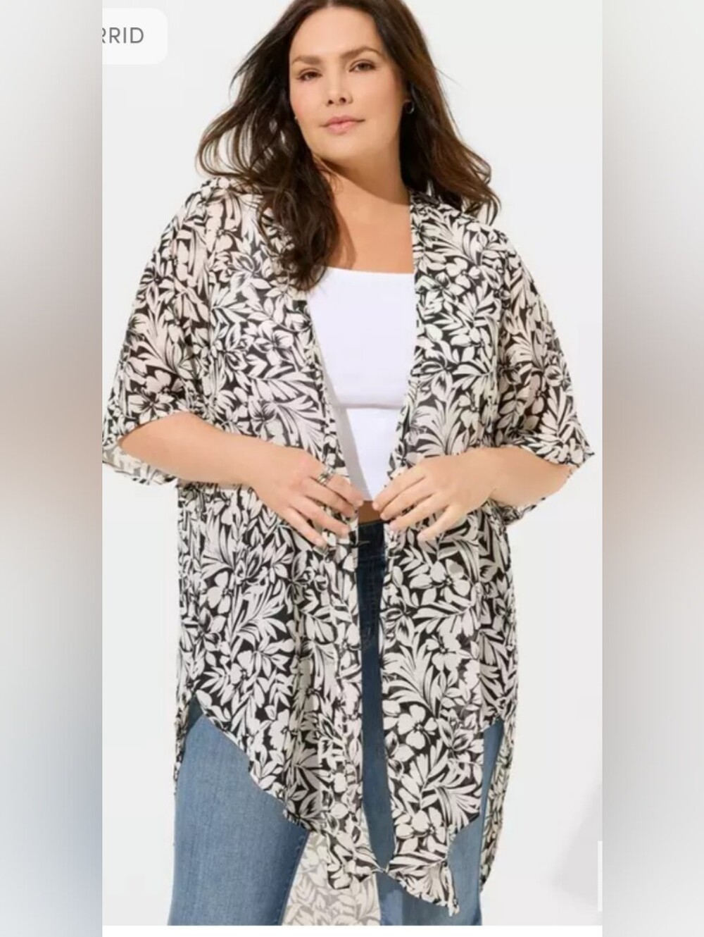 NWT Torrid Textured Chiffon Kimono Sheena Floral Deep Black, Size 0 (12)